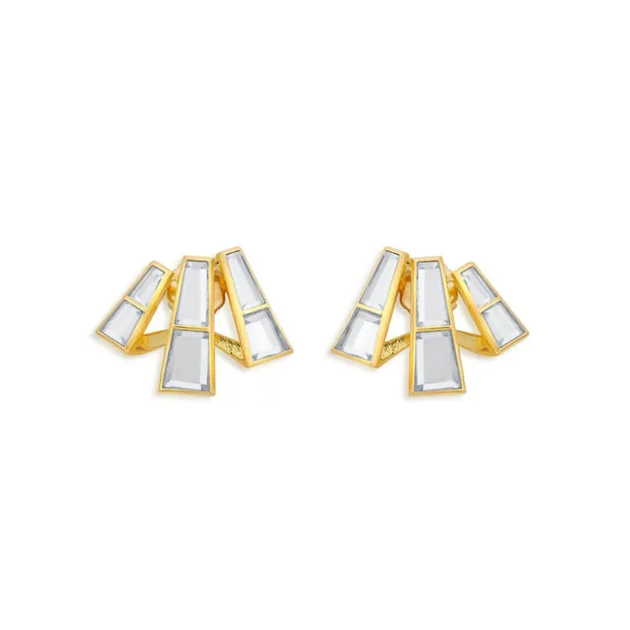 Earrings Three Pillars Stud Earrings Isharya Modern Indian Jewelry