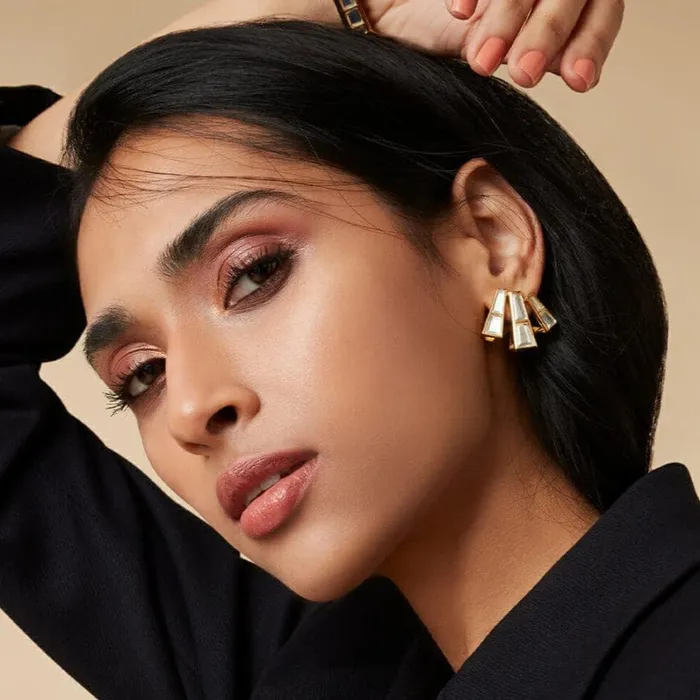 Earrings Three Pillars Stud Earrings Isharya Modern Indian Jewelry