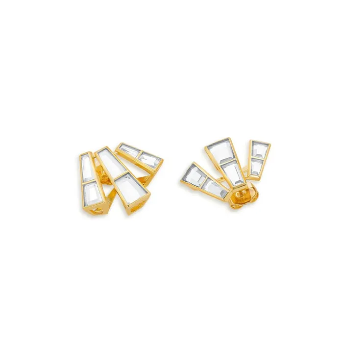 Earrings Three Pillars Stud Earrings Isharya Modern Indian Jewelry