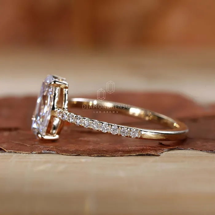 Flat Oval Rose Cut Lab Created Diamond Engagement Ring Diamondrensu Rings