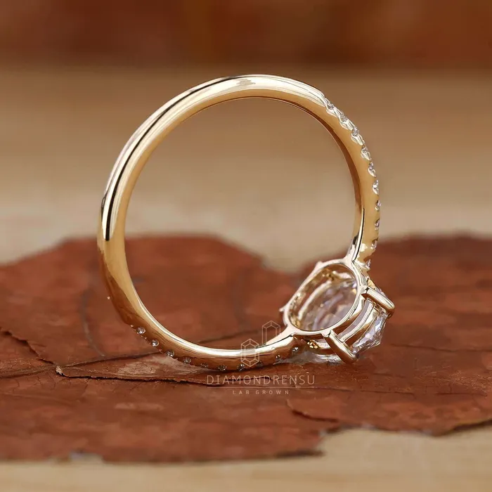 Flat Oval Rose Cut Lab Created Diamond Engagement Ring Diamondrensu Rings
