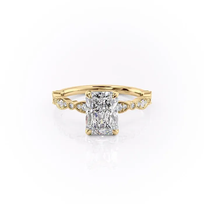 Flawless Moissanite Rings Radiant Cut Moissanite Engagement Ring Vintage Design Flawless Moissanite Rings Radiant Cut Moissanite Engagement Ring Vintage Design