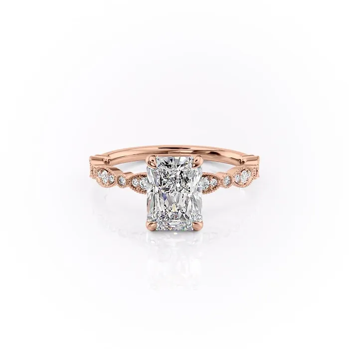 Flawless Moissanite Rings Radiant Cut Moissanite Engagement Ring Vintage Design Flawless Moissanite Rings Radiant Cut Moissanite Engagement Ring Vintage Design