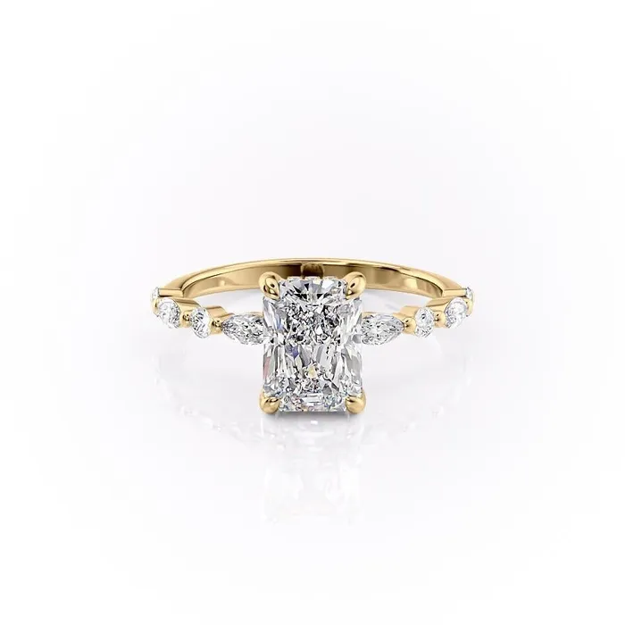 Flawless Moissanite Rings Radiant Cut Moissanite Engagement Ring With Hidden Halo Flawless Moissanite Rings Radiant Cut Moissanite Engagement Ring With Hidden Halo