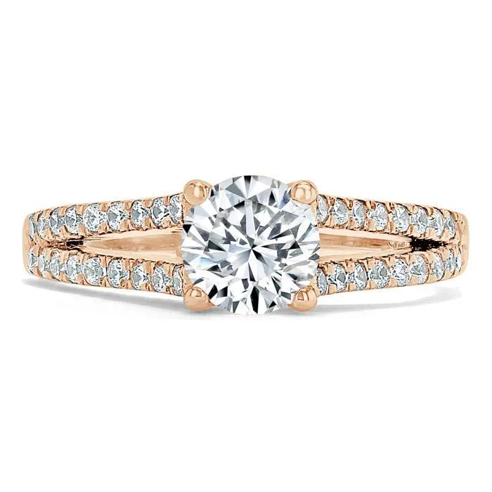 Flawless Moissanite Rings Round Cut Moissanite Engagement Ring Tiffany Style Double Row Band Flawless Moissanite Rings Round Cut Moissanite Engagement Ring Tiffany Style Double Row Band