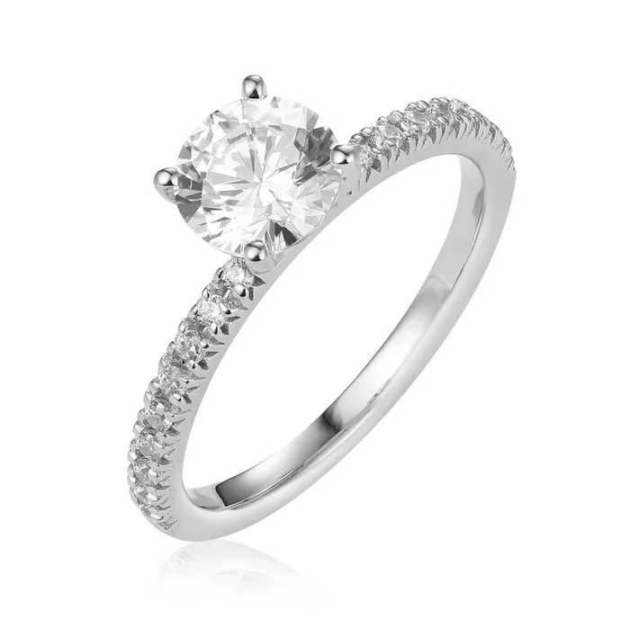 French Pav Diamond Engagement Ring LJ Rings