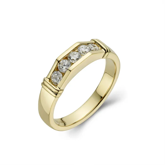 Genuine Gold Mens FiveStone Wedding Band LJ Rings