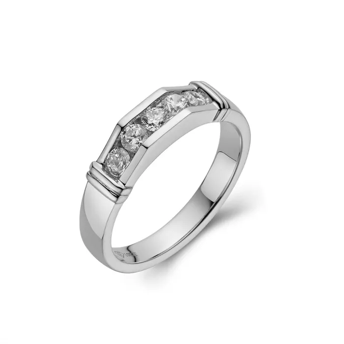 Genuine Gold Mens FiveStone Wedding Band LJ Rings Genuine Gold Mens FiveStone Wedding Band LJ Rings