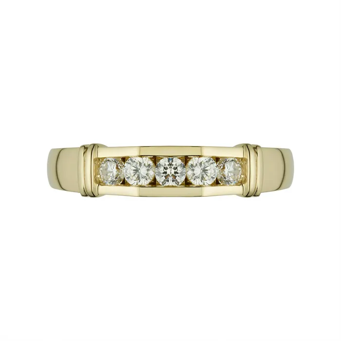 Genuine Gold Mens FiveStone Wedding Band LJ Rings Genuine Gold Mens FiveStone Wedding Band LJ Rings