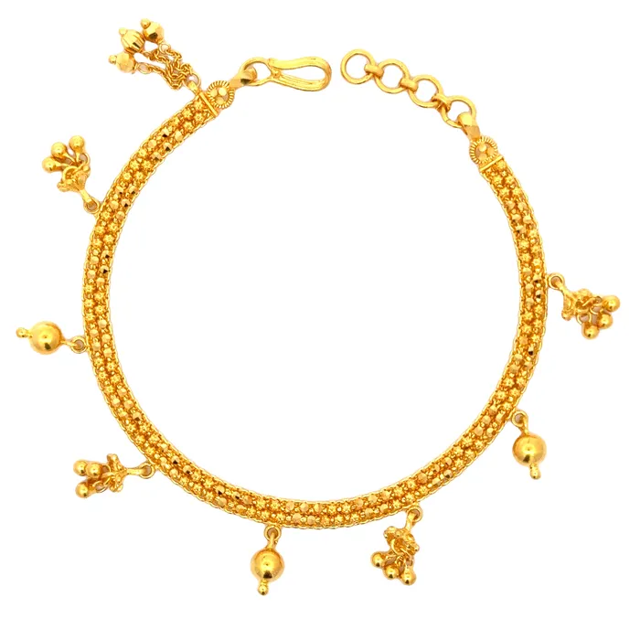 Gold Palace Bracelets 22k Yellow Gold Chain Charm Bracelet measuring 4mm thickness x 75 inch length Gold Palace Bracelets 22k Yellow Gold Chain Charm Bracelet measuring 4mm thickness x 75 inch length