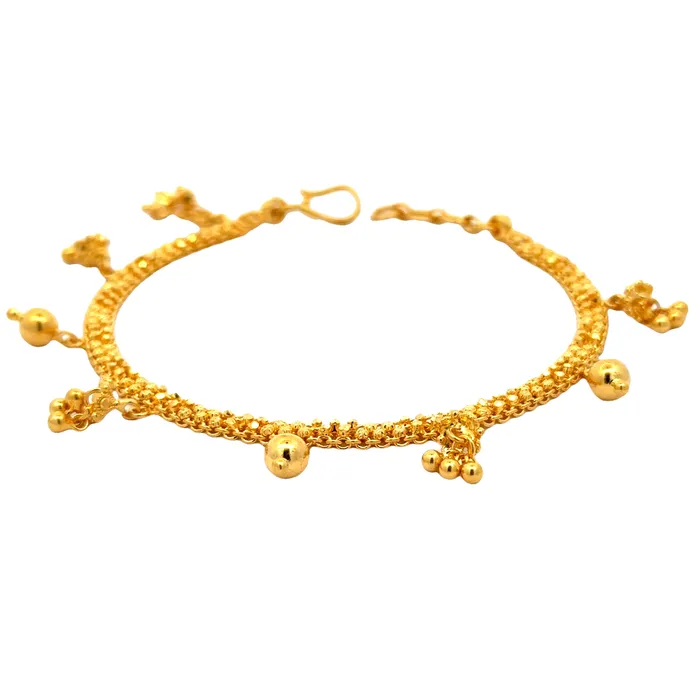 Gold Palace Bracelets 22k Yellow Gold Chain Charm Bracelet measuring 4mm thickness x 75 inch length