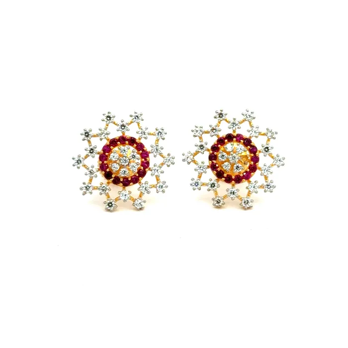 Gold Palace Earrings 22k Yellow Cubic Zirconia Stud Fancy Earrings with gold weight of 442g Gold Palace Earrings 22k Yellow Cubic Zirconia Stud Fancy Earrings with gold weight of 442g