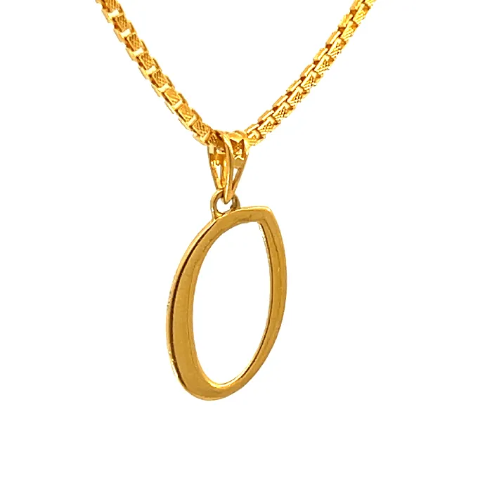 Gold Palace Necklaces 22K Yellow Gold Initial Initial O Pendants with gold weight of 093g Gold Palace Necklaces 22K Yellow Gold Initial Initial O Pendants with gold weight of 093g