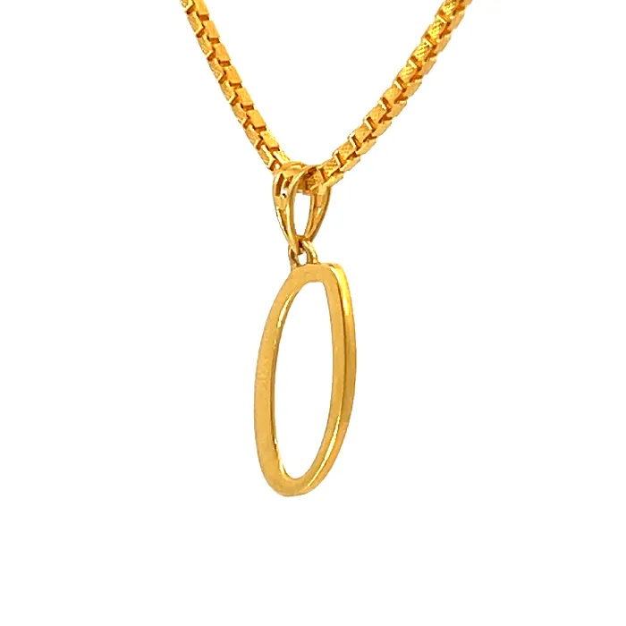 Gold Palace Necklaces 22K Yellow Gold Initial Initial O Pendants with gold weight of 093g