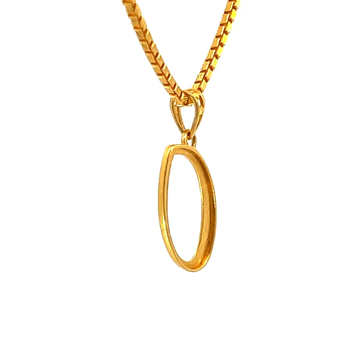 Gold Palace Necklaces 22K Yellow Gold Initial Initial O Pendants with gold weight of 093g