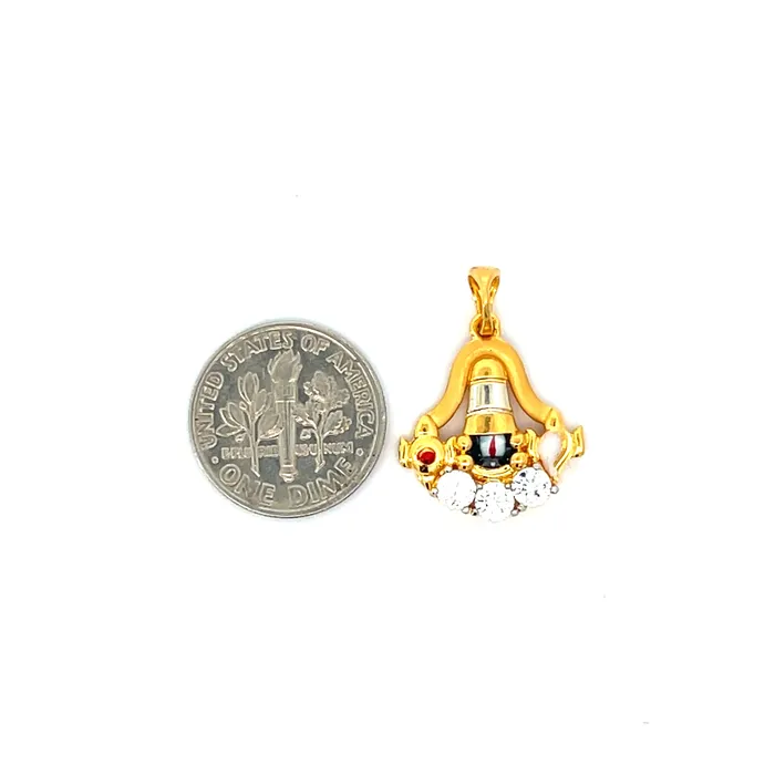Gold Palace PreStyled Sets 22k Yellow Gold Religious Tirupati Balaji Small Pendants with gold weight of 337g