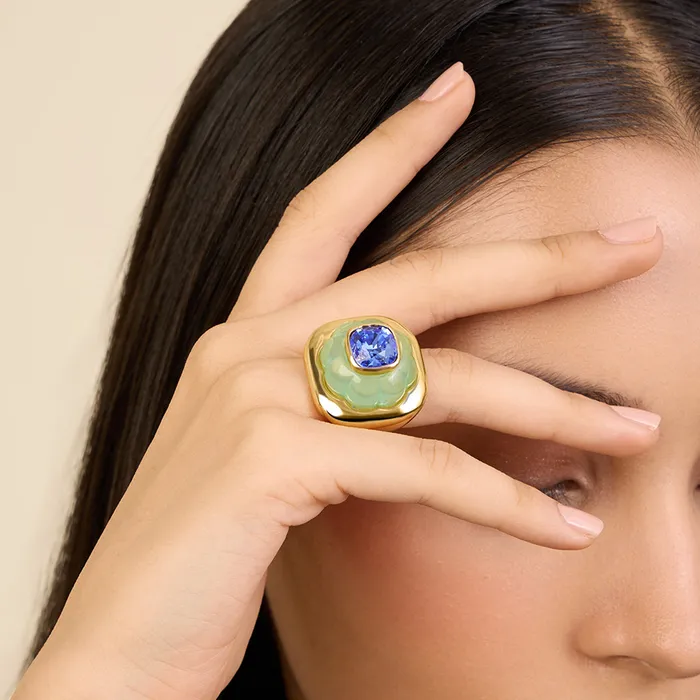 Green Sapphire Ring Isharya Modern Indian Jewelry Rings