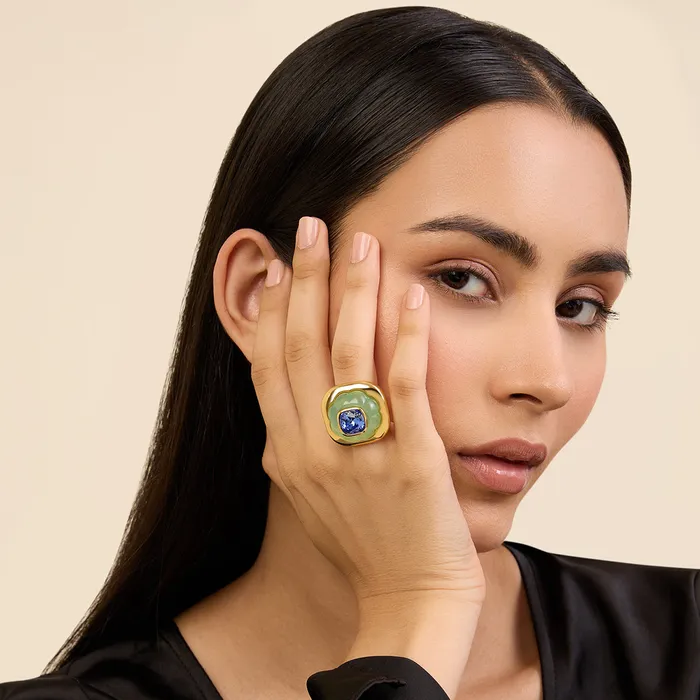 Green Sapphire Ring Isharya Modern Indian Jewelry Rings