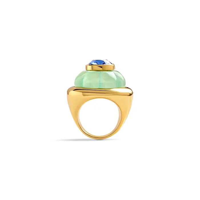 Green Sapphire Ring Isharya Modern Indian Jewelry Rings