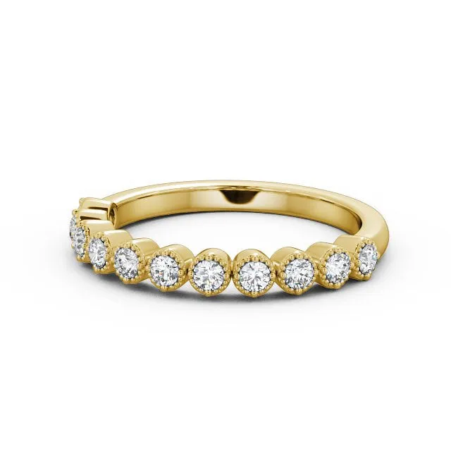 Half Eternity Ring Round Cut With Milgrain Edge Flawless Moissanite Rings