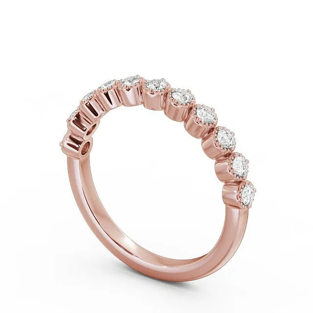 Half Eternity Ring Round Cut With Milgrain Edge Flawless Moissanite Rings Half Eternity Ring Round Cut With Milgrain Edge Flawless Moissanite Rings