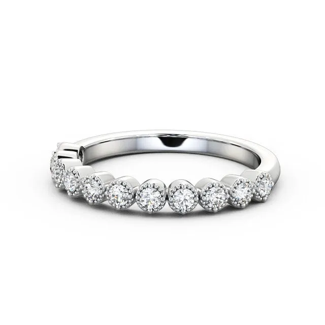Half Eternity Ring Round Cut With Milgrain Edge Flawless Moissanite Rings Half Eternity Ring Round Cut With Milgrain Edge Flawless Moissanite Rings