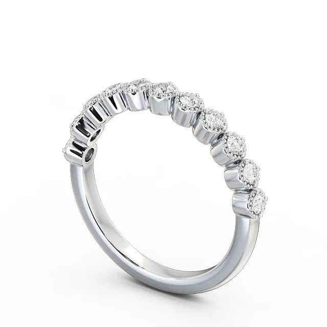 Half Eternity Ring Round Cut With Milgrain Edge Flawless Moissanite Rings Half Eternity Ring Round Cut With Milgrain Edge Flawless Moissanite Rings