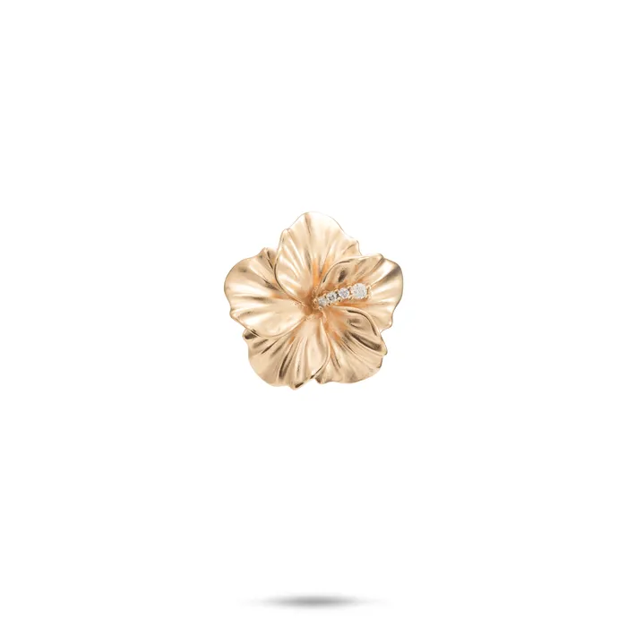 Hawaiian Gardens Hibiscus Pendant in Gold with Diamonds 15mm Maui Divers Jewelry Necklaces Hawaiian Gardens Hibiscus Pendant in Gold with Diamonds 15mm Maui Divers Jewelry Necklaces