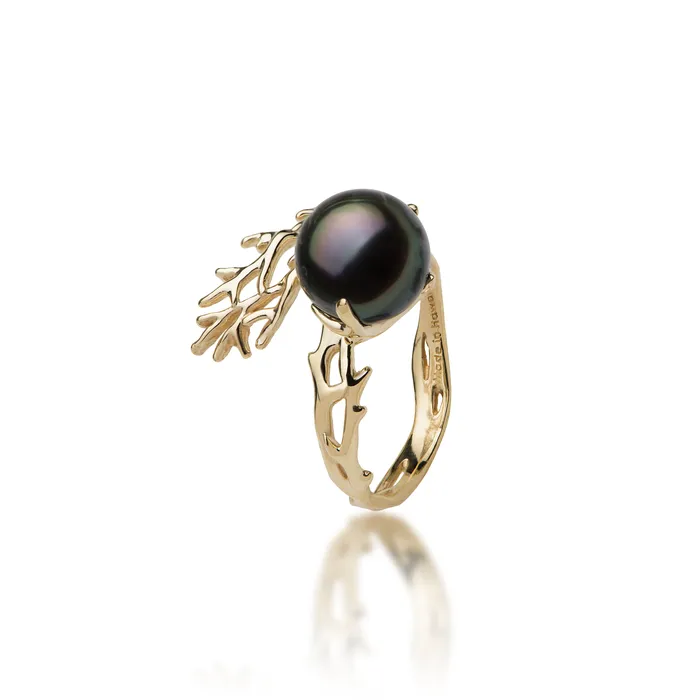 Heritage Tahitian Black Pearl Ring in Gold 89mm Maui Divers Jewelry Rings
