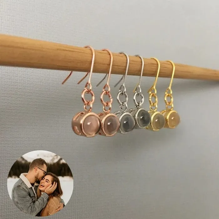 Hidden Forever Custom Photo Projection Dainty Earrings Earrings