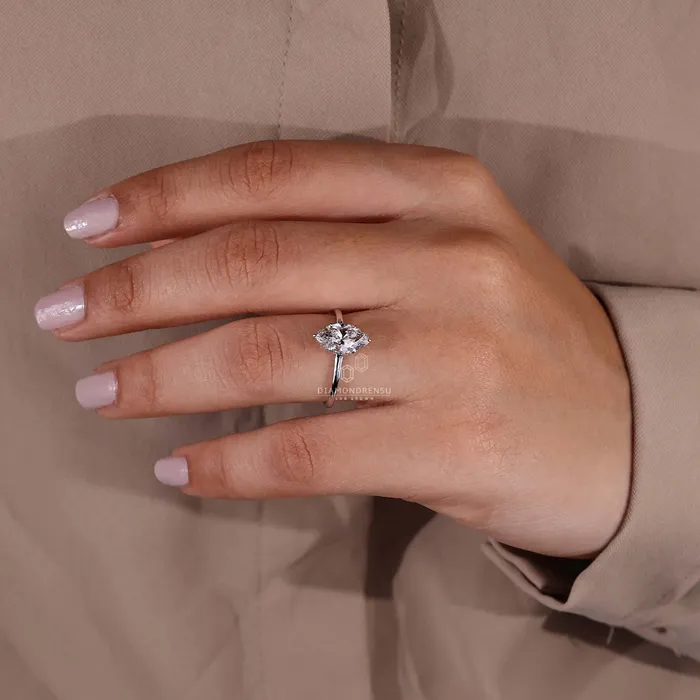Hidden Halo Marquise Engagement Ring Diamondrensu Rings