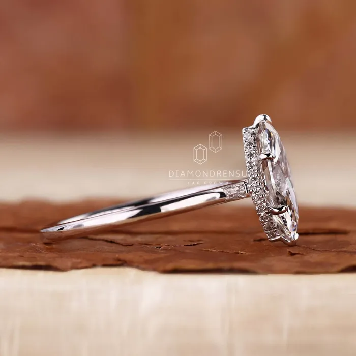 Hidden Halo Marquise Engagement Ring Diamondrensu Rings