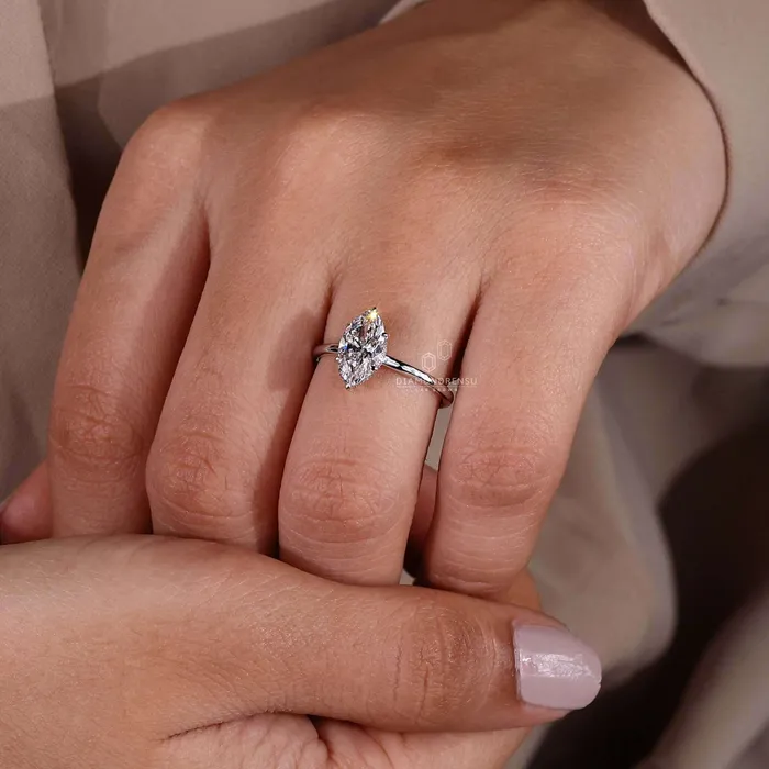 Hidden Halo Marquise Engagement Ring Diamondrensu Rings