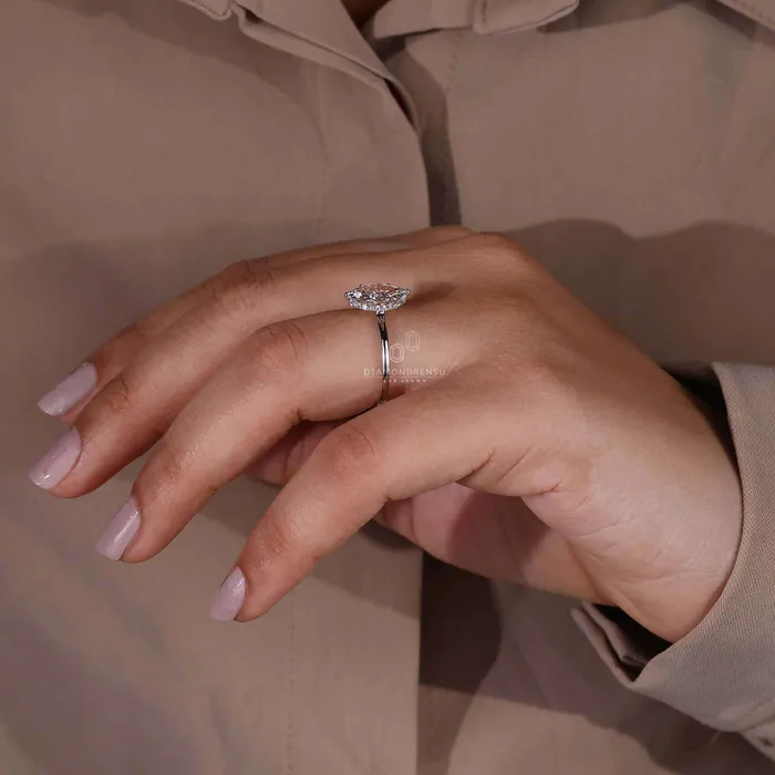 Hidden Halo Marquise Engagement Ring Diamondrensu Rings