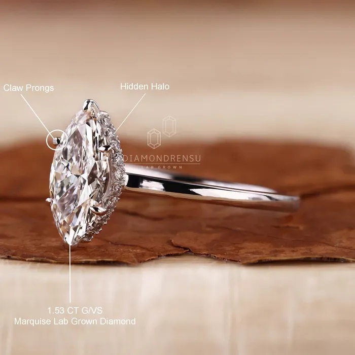 Hidden Halo Marquise Engagement Ring Diamondrensu Rings