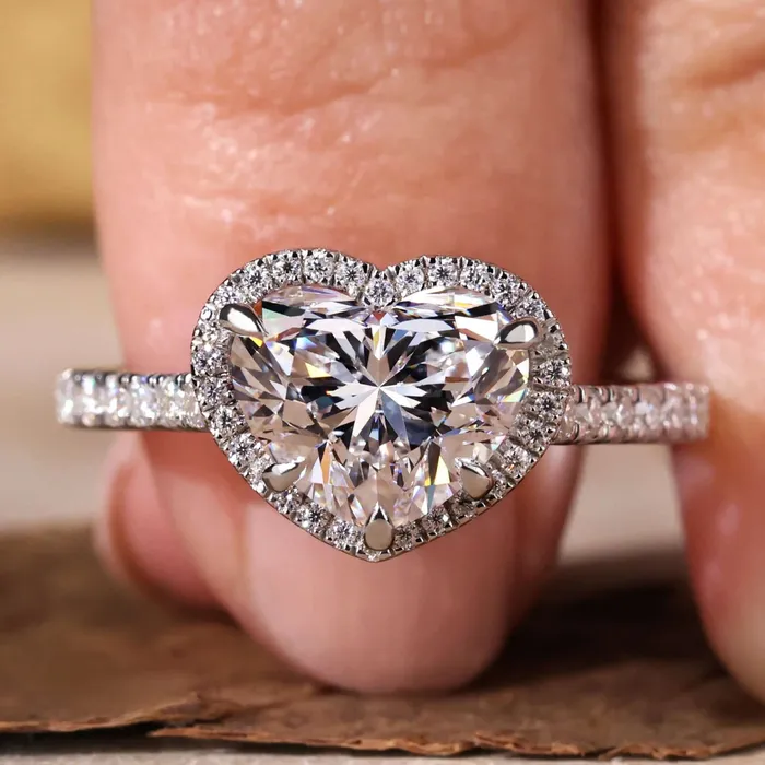 IGI Certified 2 CT Heart Shape Lab Grown Diamond Halo Engagement Ring Diamondrensu Rings IGI Certified 2 CT Heart Shape Lab Grown Diamond Halo Engagement Ring Diamondrensu Rings