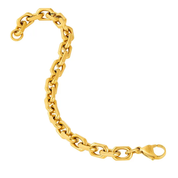 Invicta Jewelry Beveled Edge Rectangular Link Gold Bracelet and Necklace Set Invicta Jewelry Bracelets