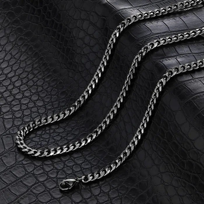 Invicta Jewelry Necklaces Invicta Jewelry Franco Bracelet and Curb Necklace Black Chain Set