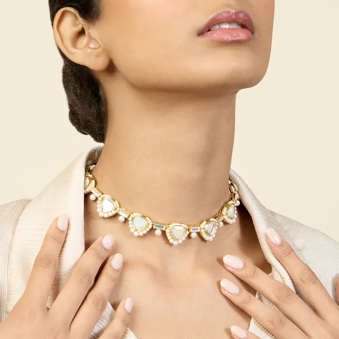 Isharya Modern Indian Jewelry Necklaces Lucent Riviere Collar Necklace