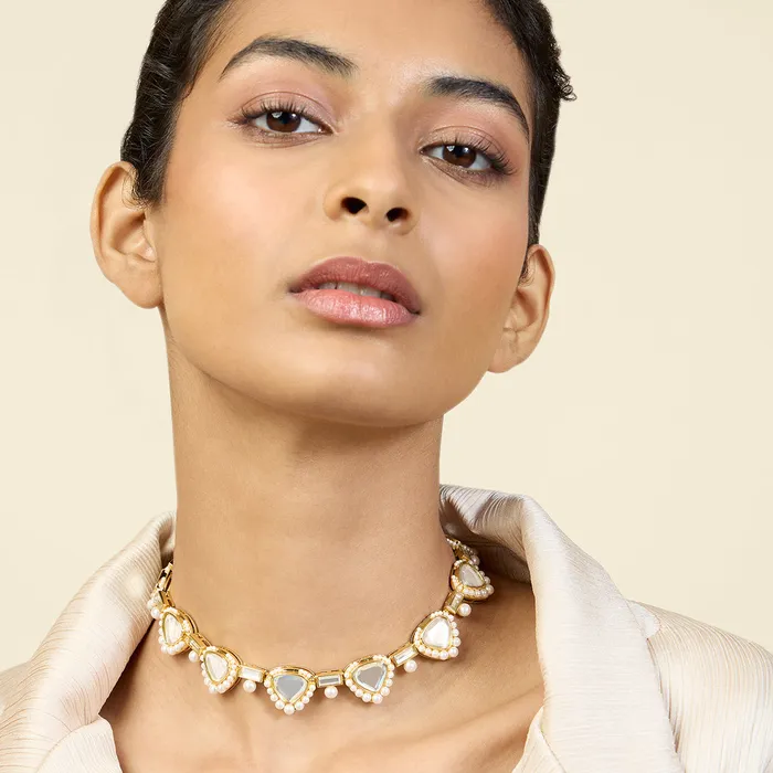 Isharya Modern Indian Jewelry Necklaces Lucent Riviere Collar Necklace