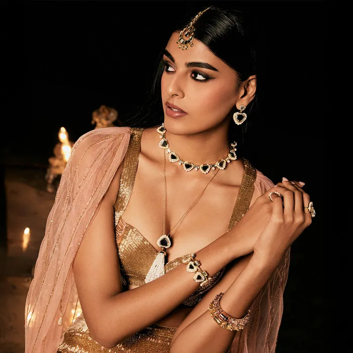 Isharya Modern Indian Jewelry Necklaces Lucent Riviere Collar Necklace