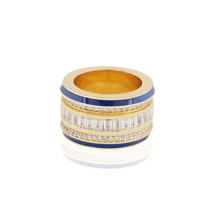Isharya Modern Indian Jewelry Rings Navy Disco Ring