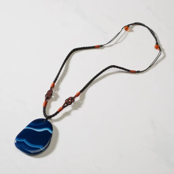 KALIFANO Blue Agate Geode Slice Necklace Necklaces