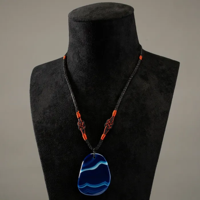 KALIFANO Blue Agate Geode Slice Necklace Necklaces