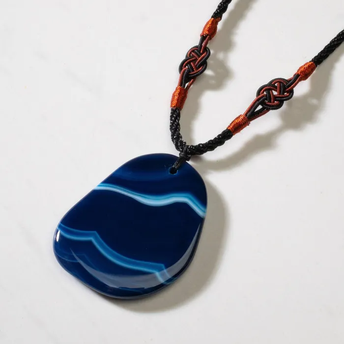 KALIFANO Blue Agate Geode Slice Necklace Necklaces
