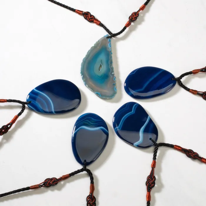 KALIFANO Blue Agate Geode Slice Necklace Necklaces