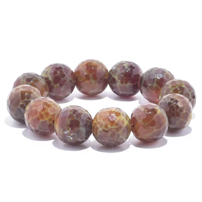Kalifano Bracelets Agate Faceted Natural 20mm Gemstone Bead Elastic Bracelet