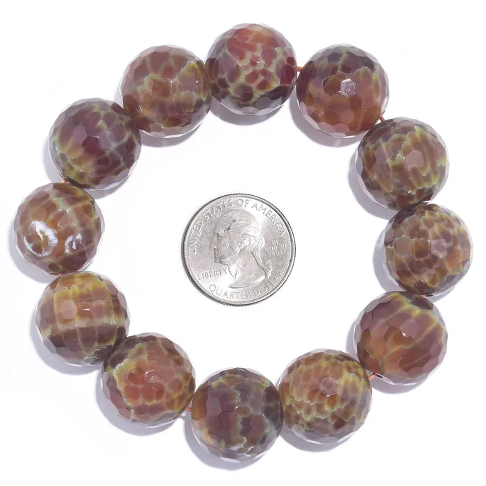 Kalifano Bracelets Agate Faceted Natural 20mm Gemstone Bead Elastic Bracelet