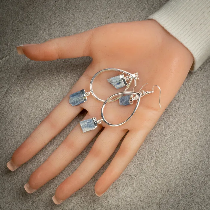 Kalifano Earrings Kyanite Crystal Drop Earrings with French Hook