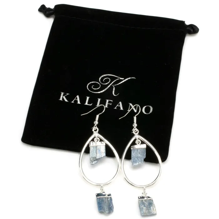 Kalifano Earrings Kyanite Crystal Drop Earrings with French Hook